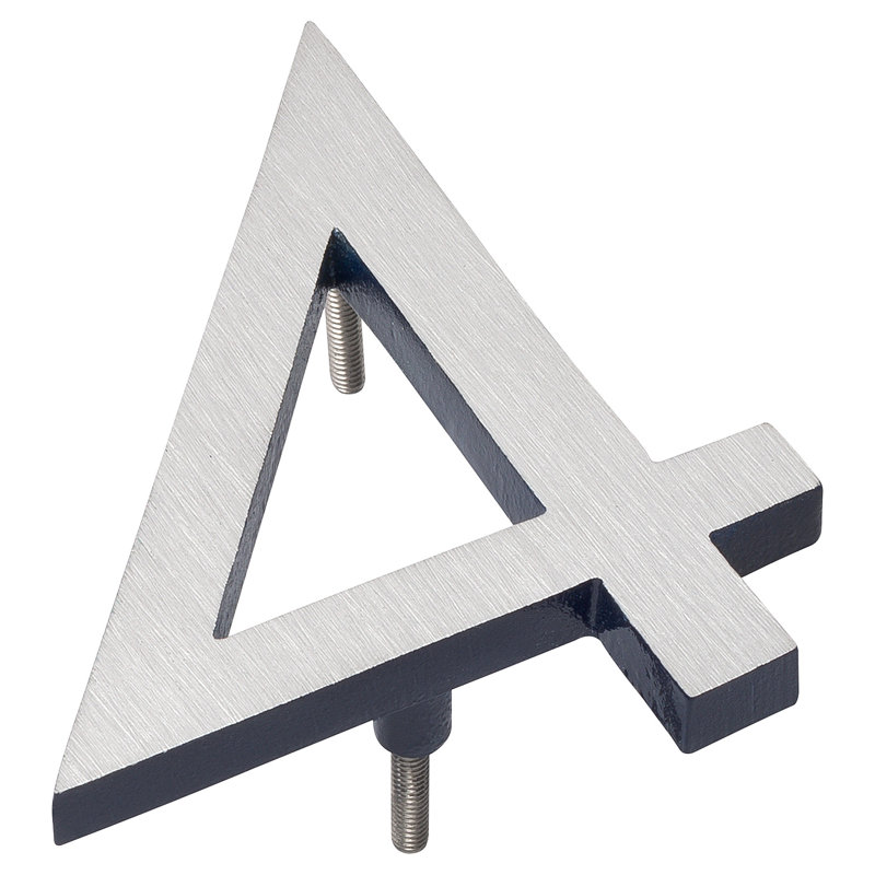 Numéro de maison à fixation flottante 6 po, Nickel satiné / marine, 4