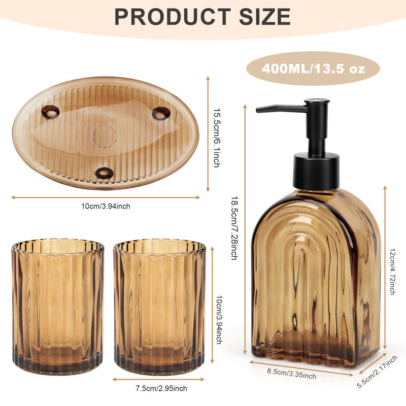 Bathroom Accessory Set Bathroom Tray Tumbler, Brun