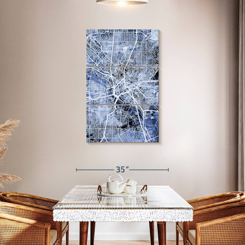 Aliaz Dallas Texas City Map III, 45" H x 28" W