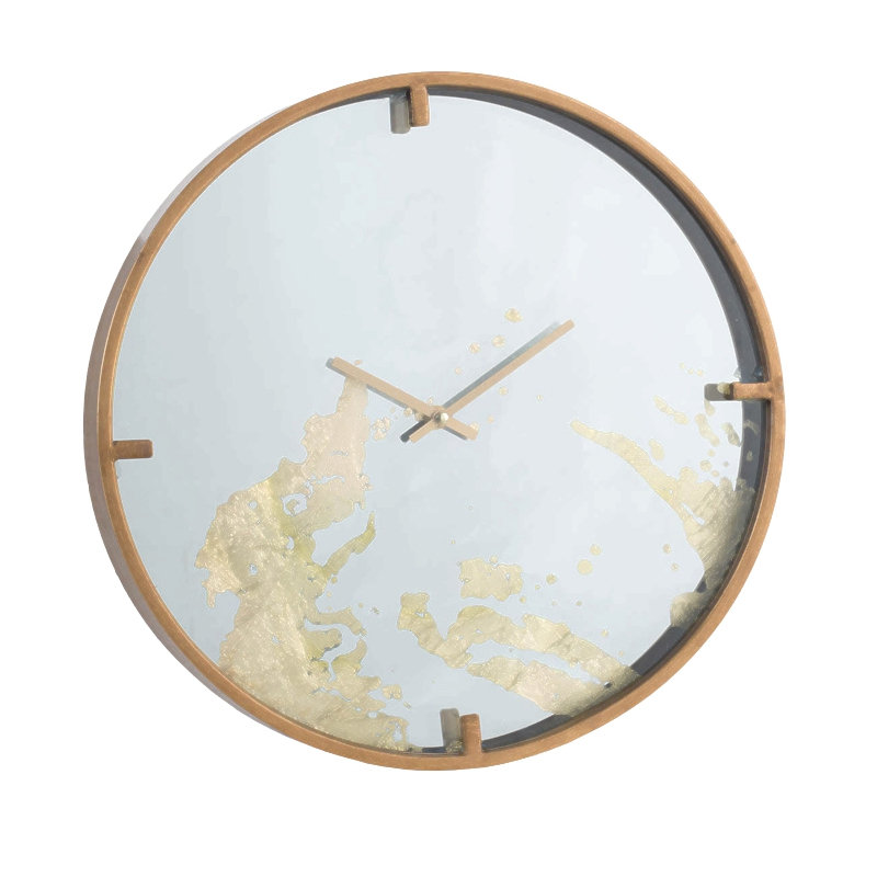 Minimalist Mirrored Clock, Gold