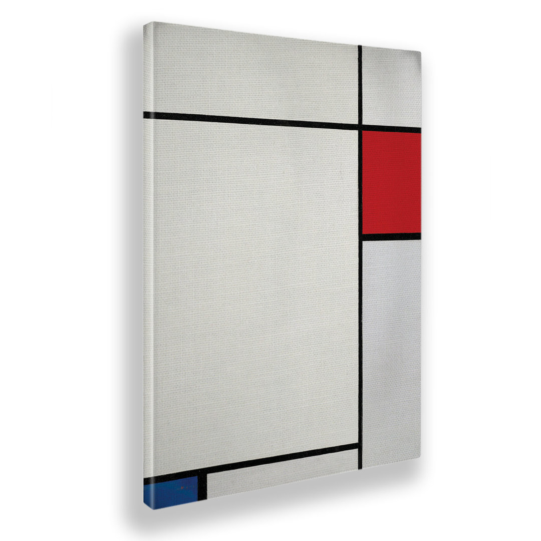 Acrylbild Komposition Nr. 15 mit Rot, Blau und Grau von Piet Mondrian