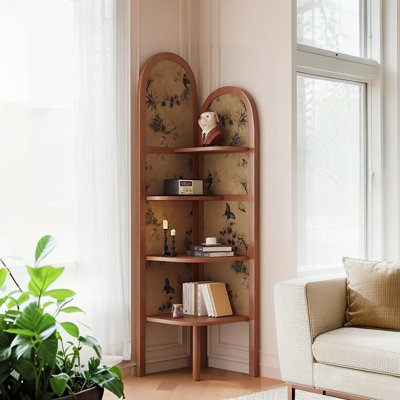 Vintage-Style Painted-Screen Solid-Wood Corner Cabinet