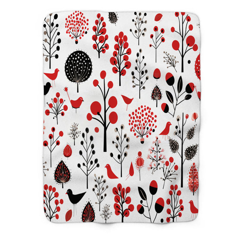Northern Blossoms - Couverture Sherpa de qualité supérieure 1 pièce, Lit simple
