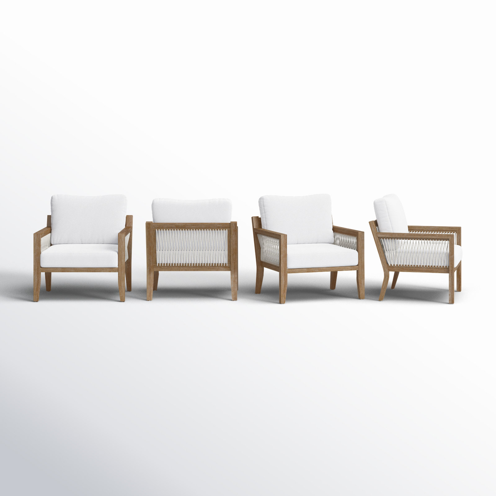 Rooney Acacia Outdoor Lounge Chair, White, Brown