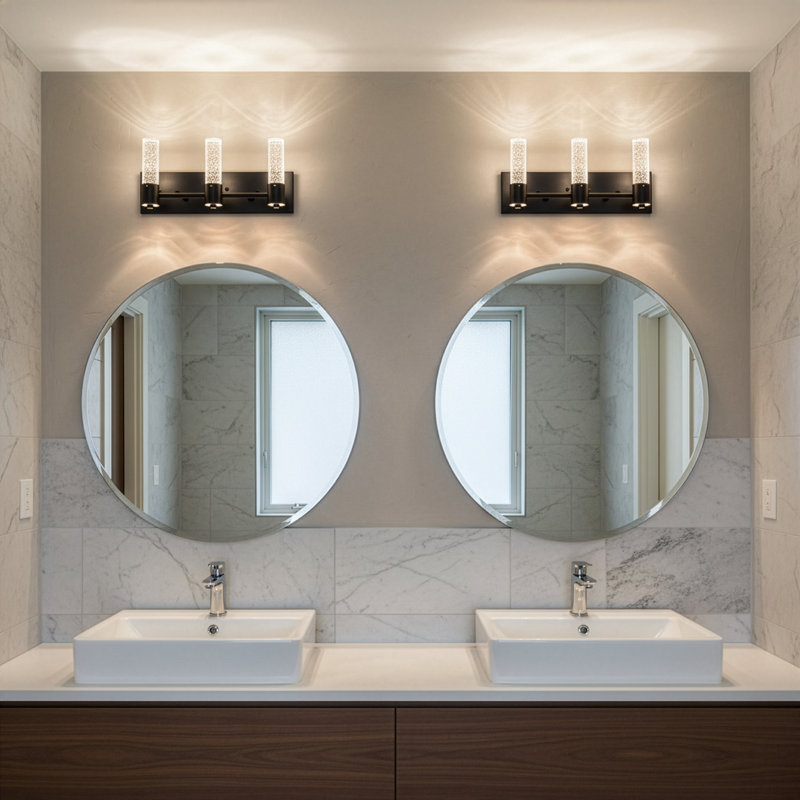 Éclairage de salle de bain à DEL à intensité variable 3 lumières Cathline, Noir