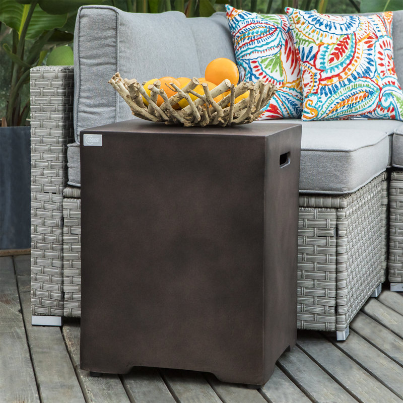 Dark Bronze Concrete Outdoor Propane Tank Cover Table