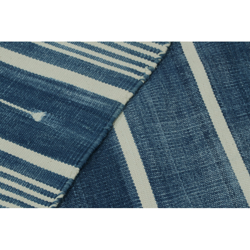 Kilim & Flat Weave Cotton Striped Area Rug, Rectangle 9' x 12'