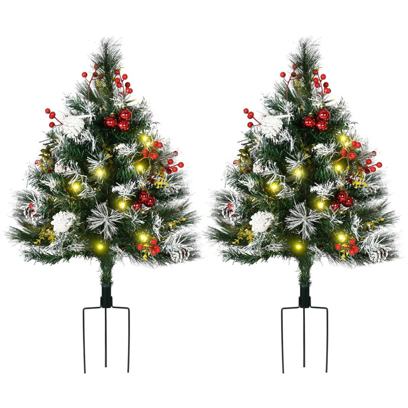 Arbre de Noël artificiel pré-éclairé pour hall d'entrée d'extérieur 2,5 pi / 30 po 2,5 po
