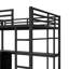 Lit mezzanine double en métal avec bureau en L, garde-robe, cubes de rangement et tablettes