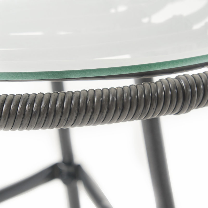 Table d'appoint d'extérieur ronde avec plateau de style mosaïque et pieds courbés en fer