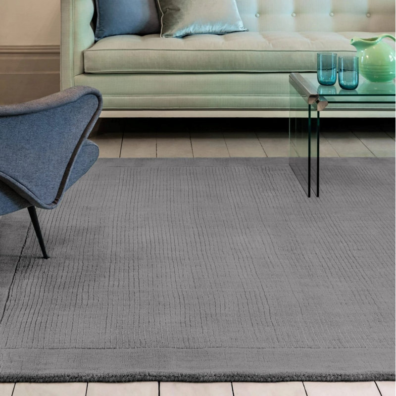 Grey Handmade Plain Easy To Clean Rug For Bedroom Dining Room Living Room Rug, Rectangle 80 x 150cm, Chenille/Cotton