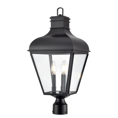 Edenton 24" High 3-Light Outdoor Post Lantern - Matte Black