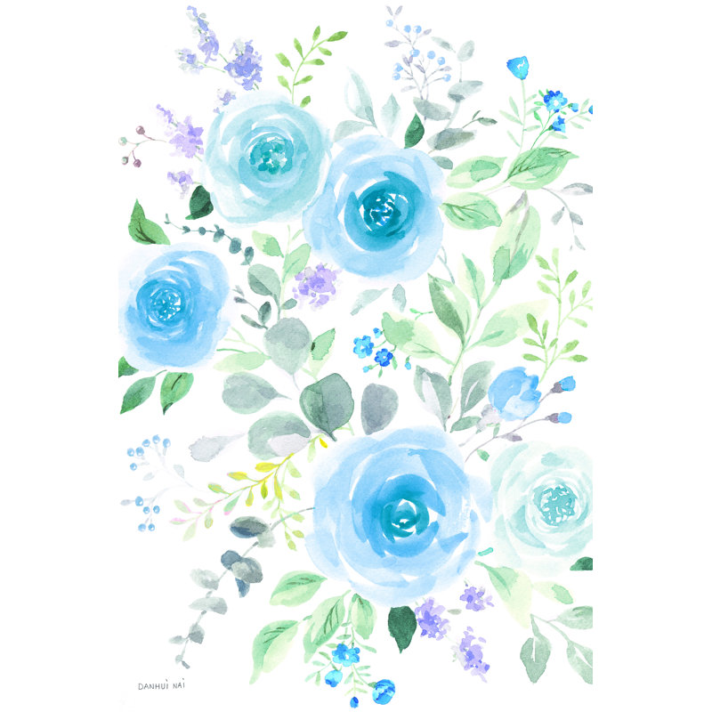 Lush Roses I - bleu, H 18 po x l 12 po x P 1,25 po
