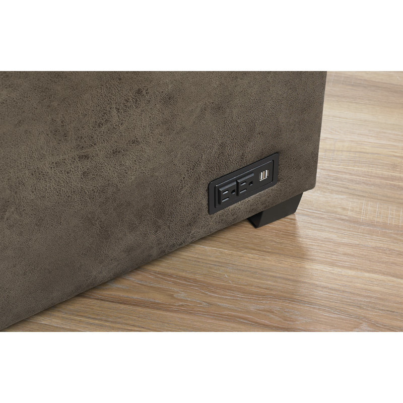 Kridia 77'' Faux Leather Reclining Sleeper Sofa, Walnut Faux leather, Twin