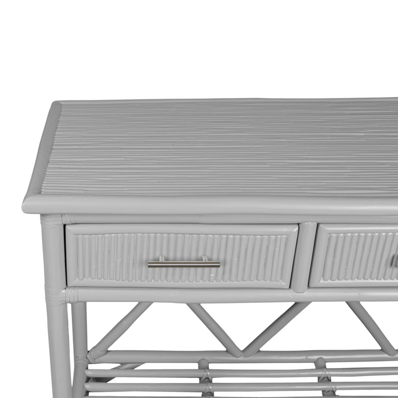 54'' Wide 3 Drawer Rattan Wood Sideboard, Light Gray