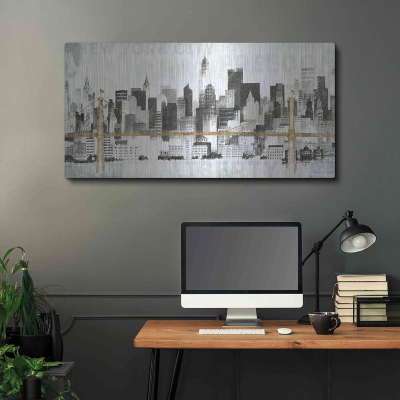 «New York Skyline II» par Avery Tillmon, art mural en métal, 48 po x 24 po