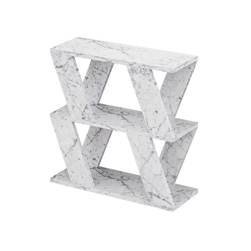 Adriana Side Table Modern Compact Design for Living Room & Bedroom, White Marble
