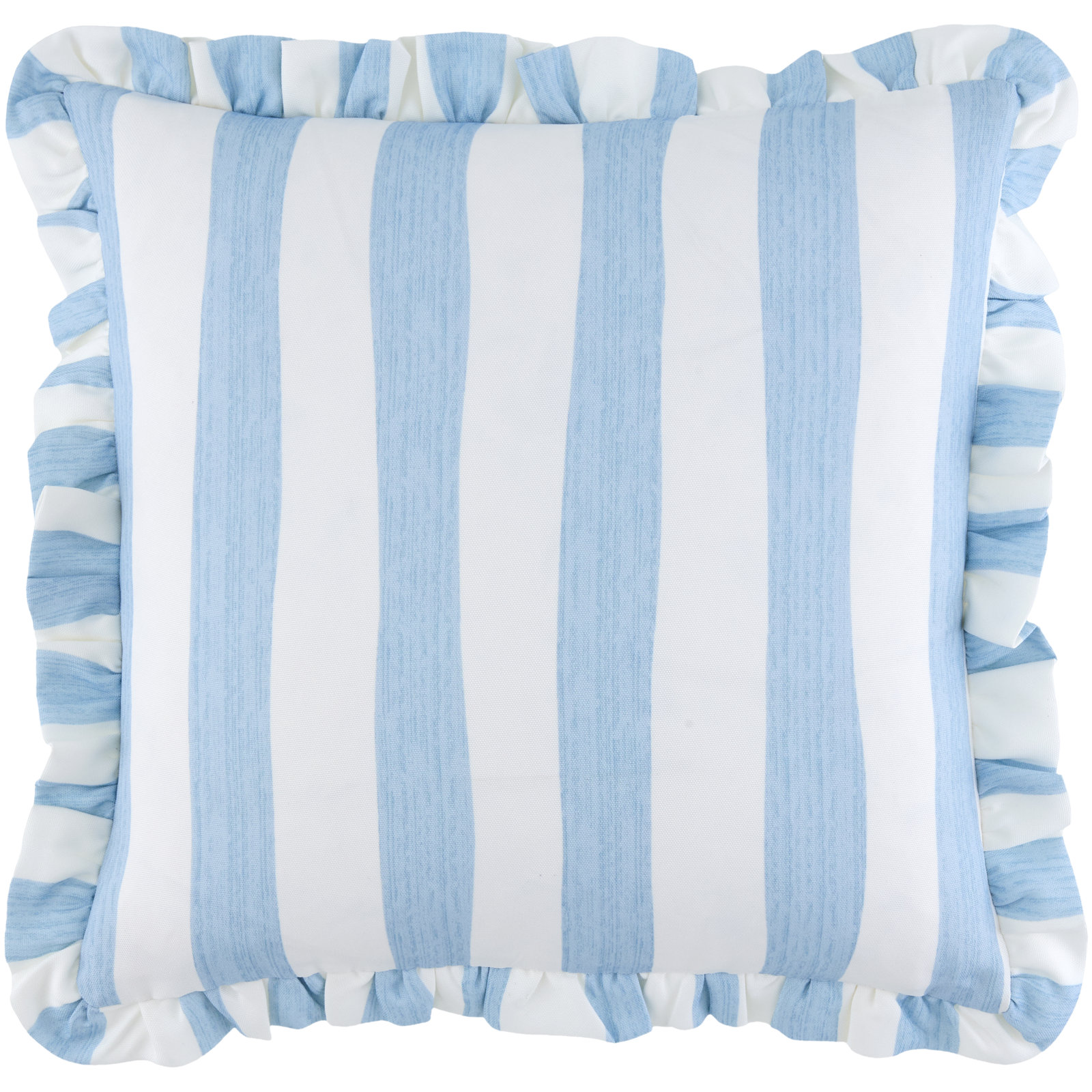 Laguna Ruffle Indoor/Outdoor Throw Pillow, Blue Striped, Square 20", Cover Only