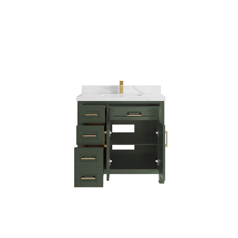 Ensemble de meuble-lavabo simple 36 po, Vert étain