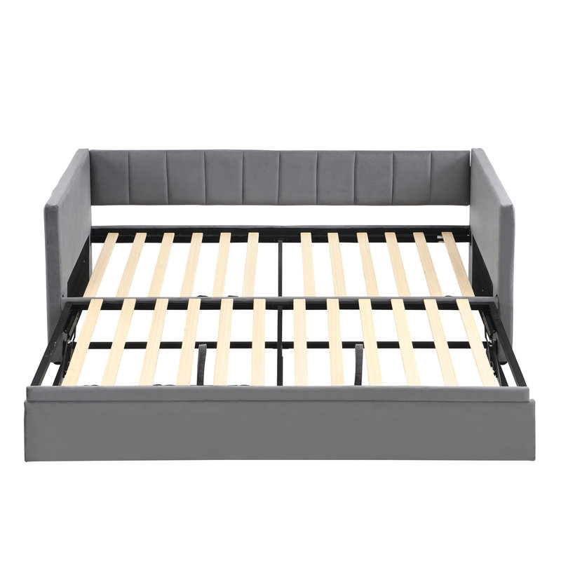 Taveion Upholstered Velvet Daybed with Trundle Bed