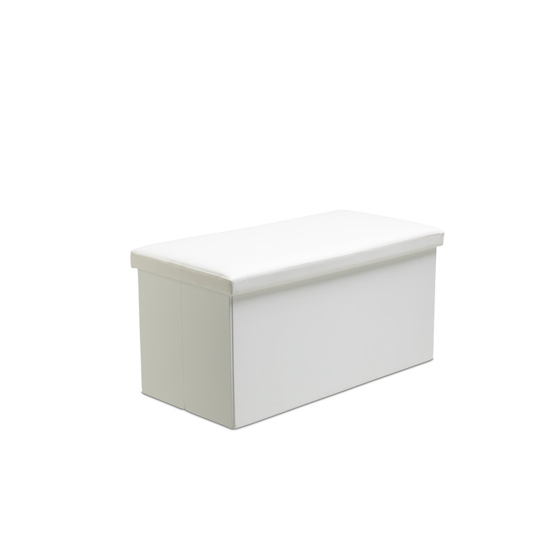 Kynder 38cm Wide Faux Leather Rectangle Solid Colour Ottoman with Storage, White