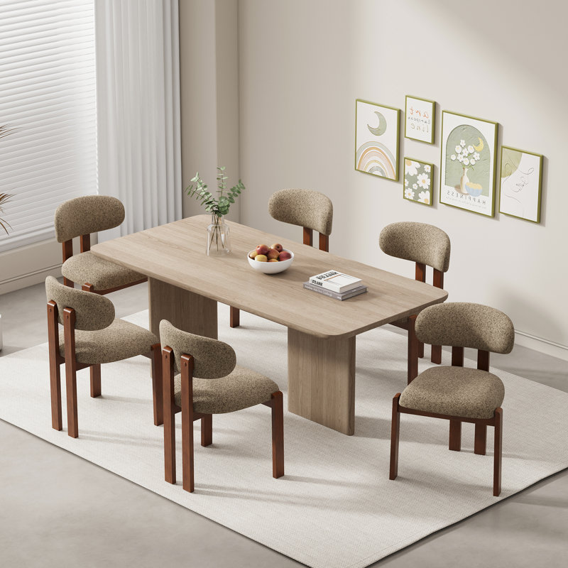 Chaise rembourrée en bois massif avec dossier ergonomique rembourré, Chameau