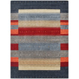 Hand Knotted Wool Area Rug in Black/Gray/Red/Beige