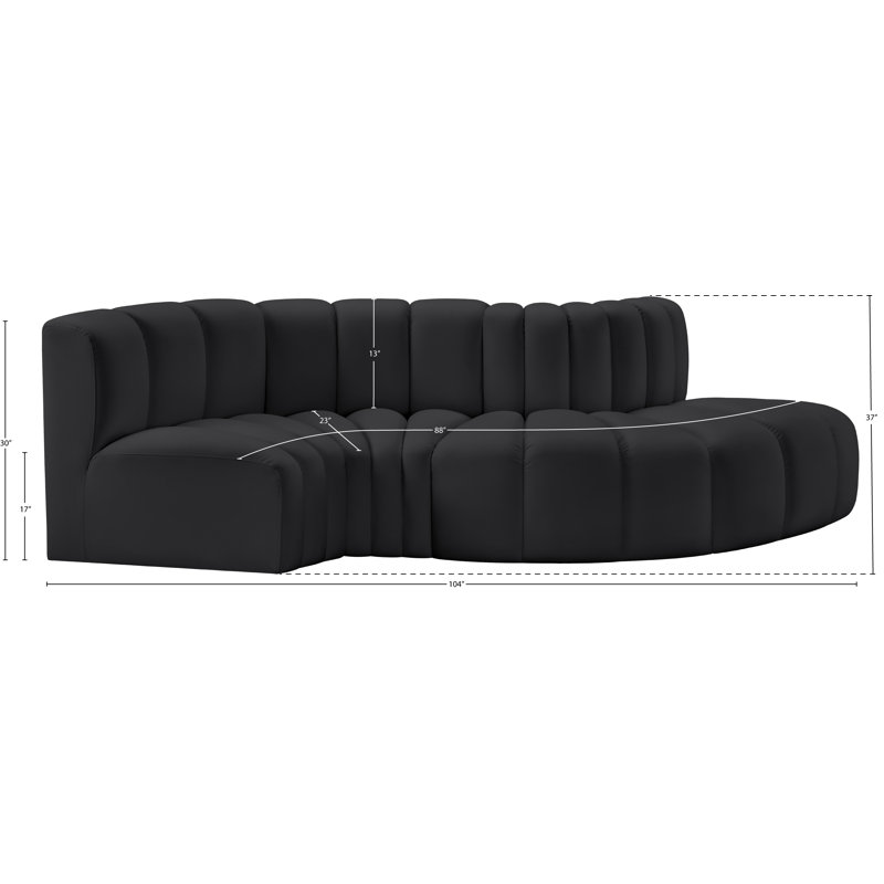 Canapé en cuir végétalien 104 po Isumi, Cuir végétalien noir