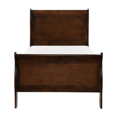 Mobilier de chambre à coucher simple de style classique - Lit en cerisier brun, traditionnel pour un espace de détente