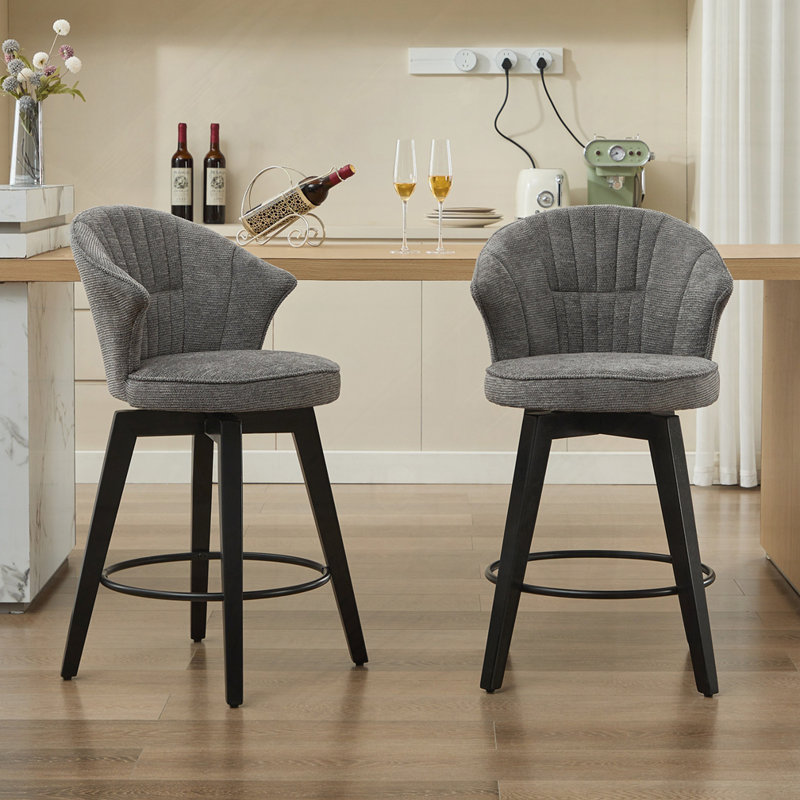 Tabourets de bar pivotants, ensemble de 2, Gris foncé
