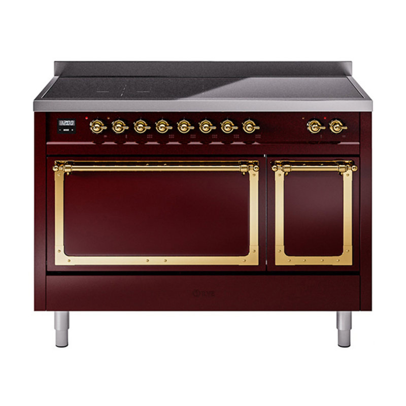 ILVE Nostalgie II Noblesse 48 in Induction Range, Burgundy/Brass