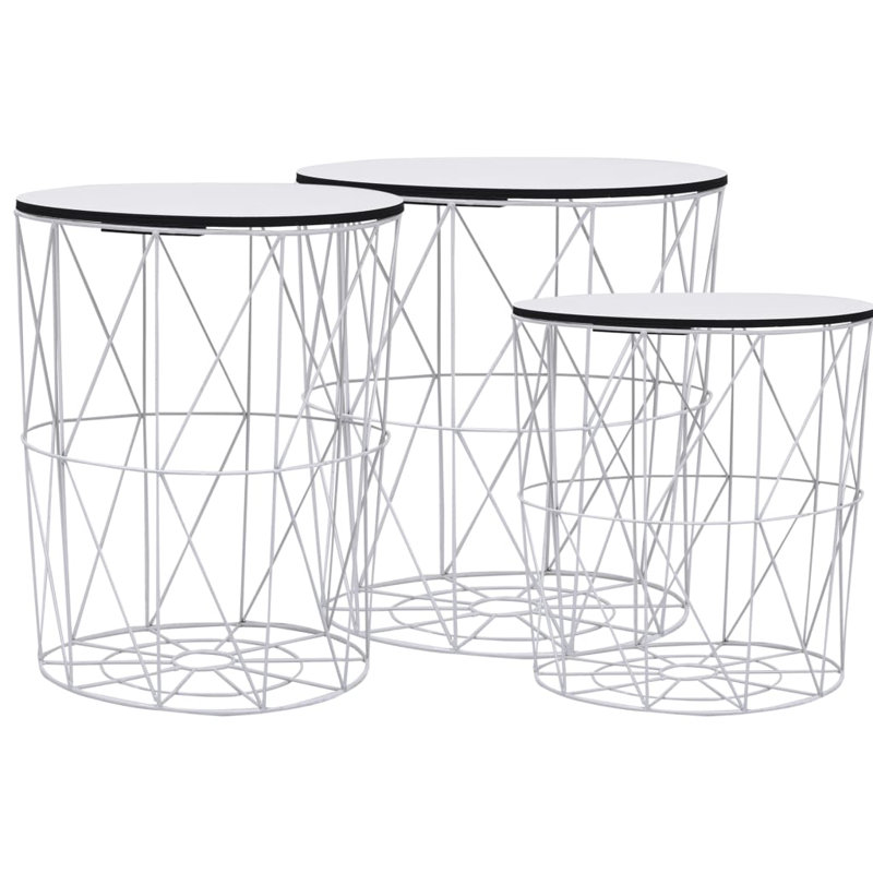 Sweitzer Frame 3 Nesting Tables Coffee Table with Storage, White, Gray