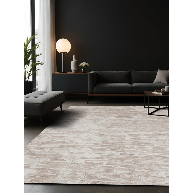 Tapis gris soyeux et moelleux, Carré 7 pi