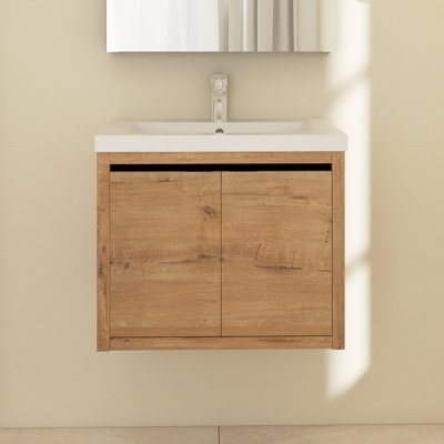 Tashieka 23.6 " W Wall Mounted Wall Mounted Single Double Single Vanity Bathroom Vanity With Resin Top