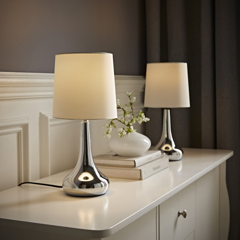 Riorita Metal Table Lamp, Brushed Gold, No, Cream