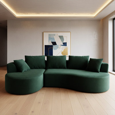 Curved Modular Sectional Couch 2 Piece Set With Pillows, Minimalist Ergonomic Living Room Furniture, Modern Seating, No Assembly, Sofa & Chaise