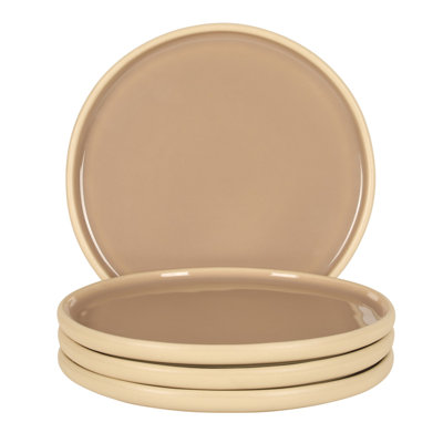 Gibson Elite - Made in Portugal - Port Gaia 10.2 Inch Dinner Plates Set of 4 - Reactive Glaze Dish  Set - Beige