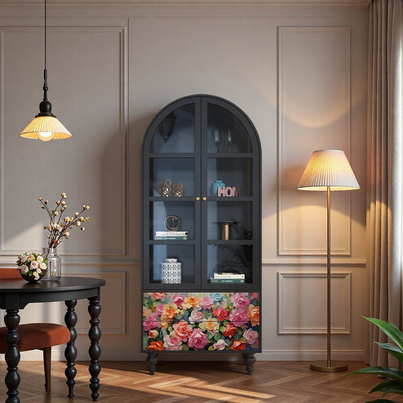 Vitrine en bois massif Floral