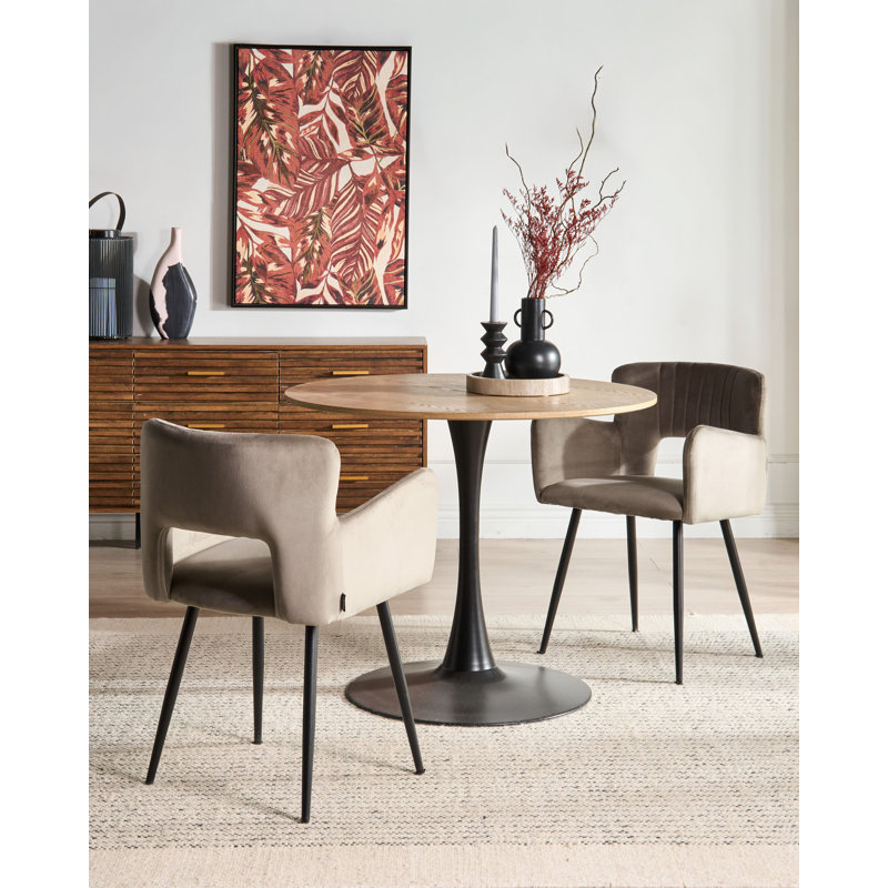 SANILAC 46cm H Velvet Upholstered Upholstered Back Armchair, Beige