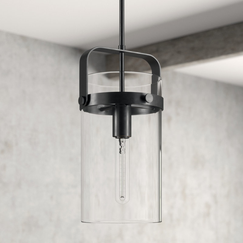 Fenecia 1-Light Dimmable Cylinder Pendant, Matte Black