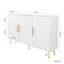 Grand buffet à 3 portes avec poignées dorées pour la cuisine, la salle à manger et le salon. Buffet blanc d'appoint de 55,12 po de largeur, buffet de bar avec 3 portes (blanc)