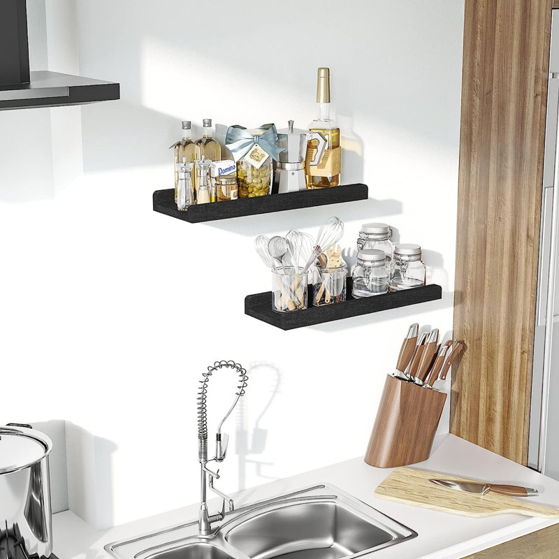2 Piece Floating Shelf, Black