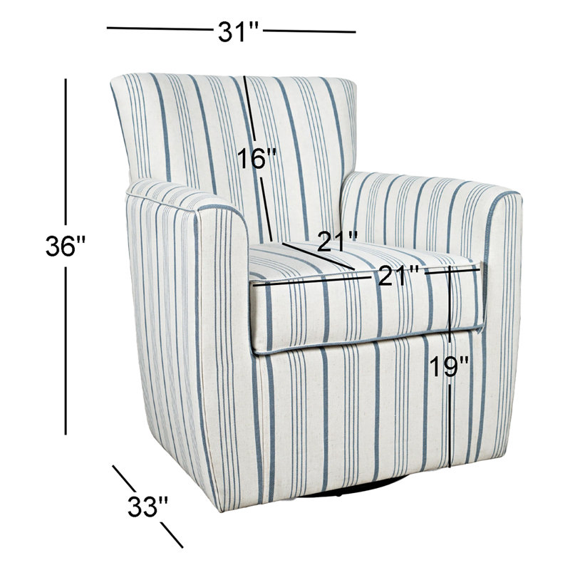 Fauteuil pivotant de 32,5 po Aloisio, Rayures bleues / blanches