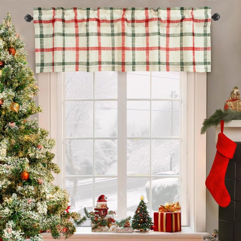 Textured Check Window Valance, L 52 po x L 18 po