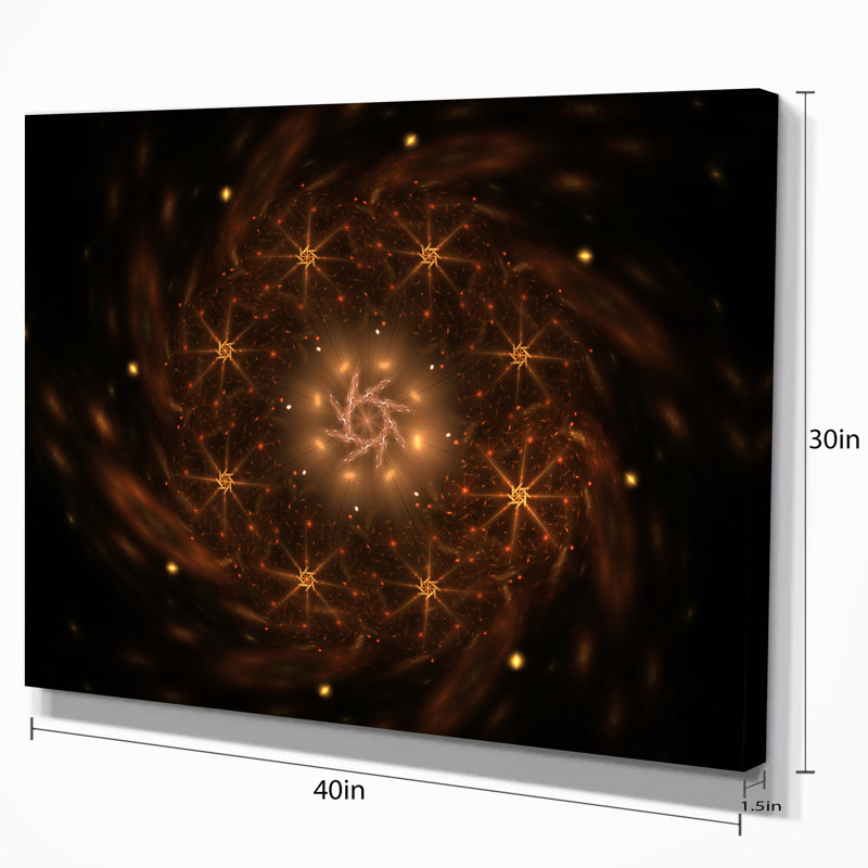 Large Rounded Brown Fractal Flower Graphic Art on Wrapped Canvas, 30" H x 40" W x 1" D