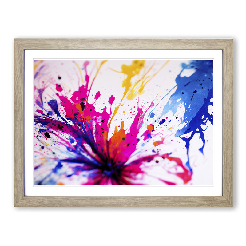 Flower Splash Vol.4 Abstract - Framed Print, 46cm H x 64cm W x 2cm D, Oak
