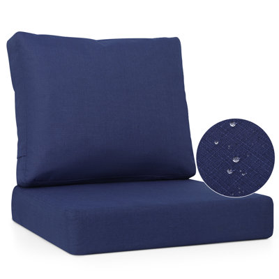 Deep Seat Patio Cushion Set, Rainproof & Fadeness Furniture Cushions for Outdoor Chair Couch with Polyester-Linen Fabric & Removable Cover, Hidden Zipper and Adjustment Staps
