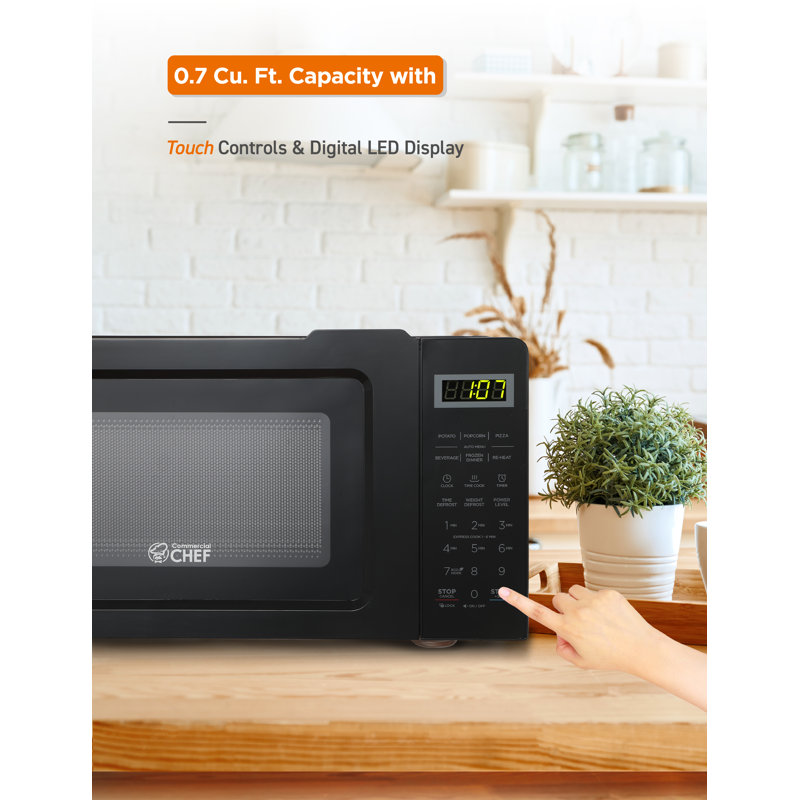 COMMERCIAL CHEF 0.7 Cu.Ft Microwave with 10 Power Levels, Black