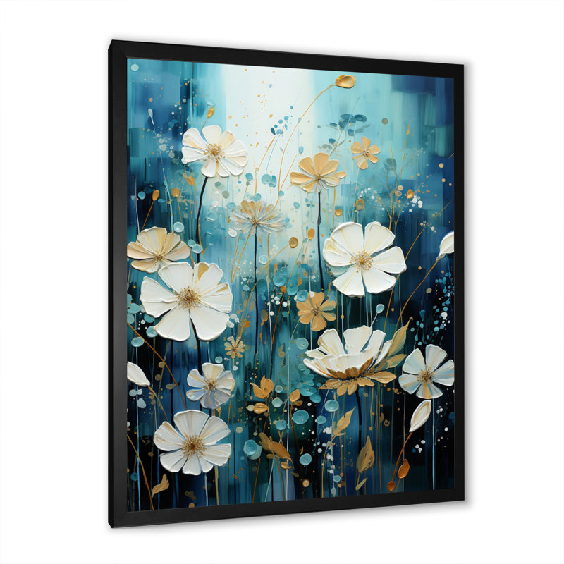 «Blue Tranquil Gardens IV» sur toile, Cadre photo noir, H 32 po x l 24 po x P 1 po