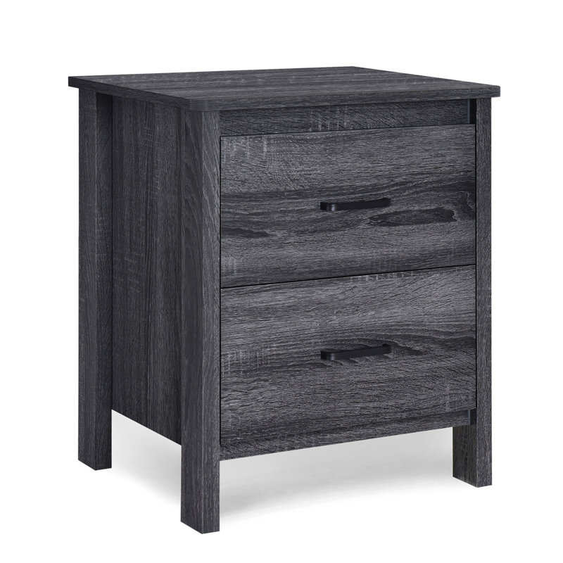 Table de chevet en simili bois sans outils en gris foncé avec et